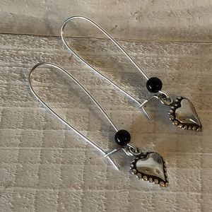 Heart Dangle Earrings -  Sterling Silver